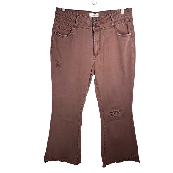 CEROS Phoenix Flare Jeans Size 32 Mocha High Rise Distressed Retro‎ Boho Hippie - Picture 2 of 13